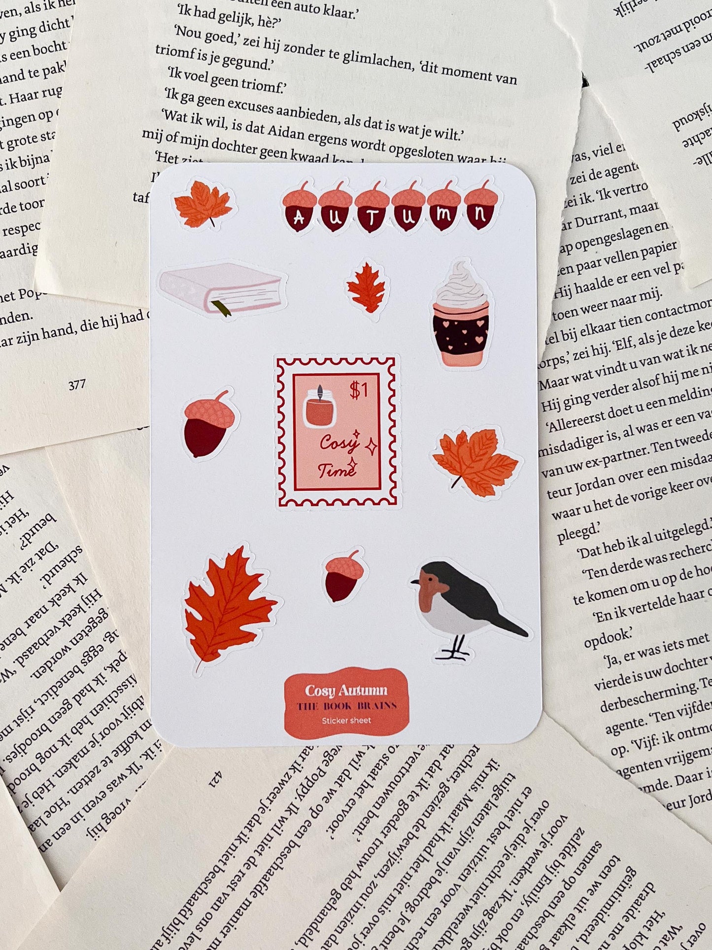 Stickervel in herfst thema, geschikt voor journaling, snailmail, penpal en scrapbooking