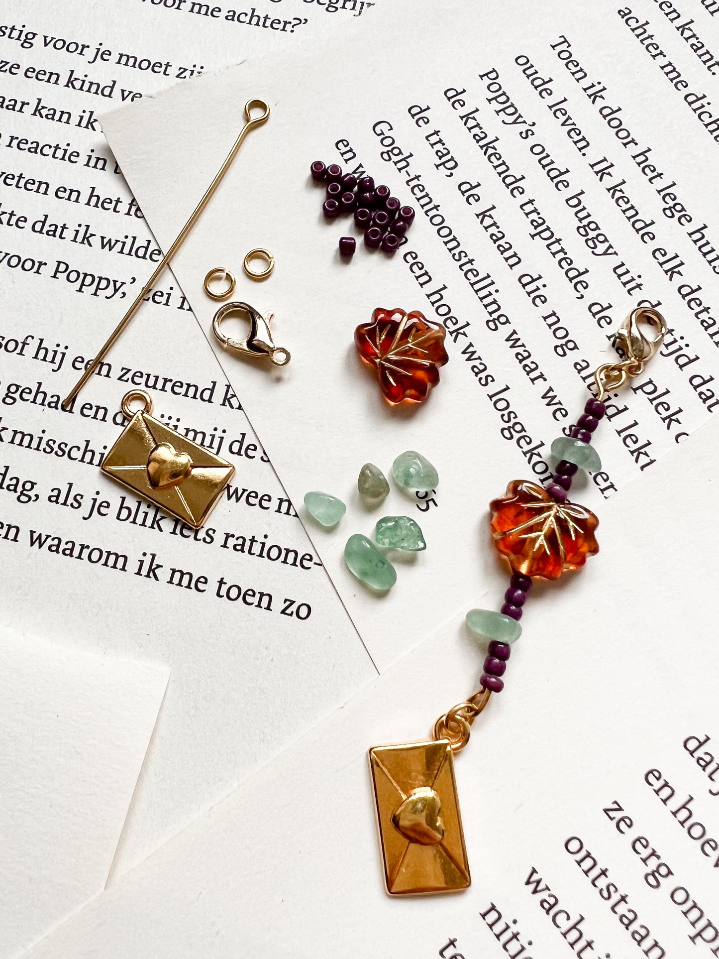 Dagboekbedel - Herfstblaadje paars – Compleet of als DIY Set