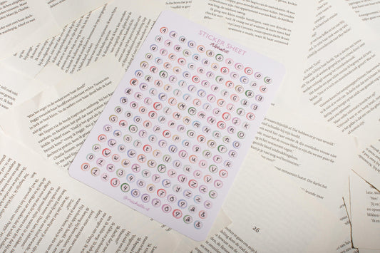 Stickervel Alfabet - letter stickers voor bullet journal