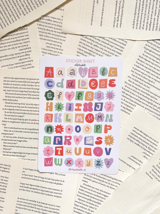 Stickervel Alfabet - letter stickers voor bullet journal