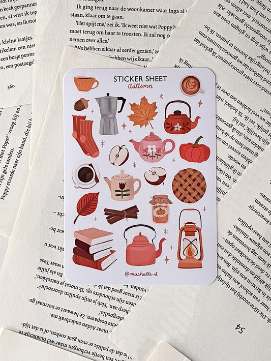 stickervel met verschillende herfst items