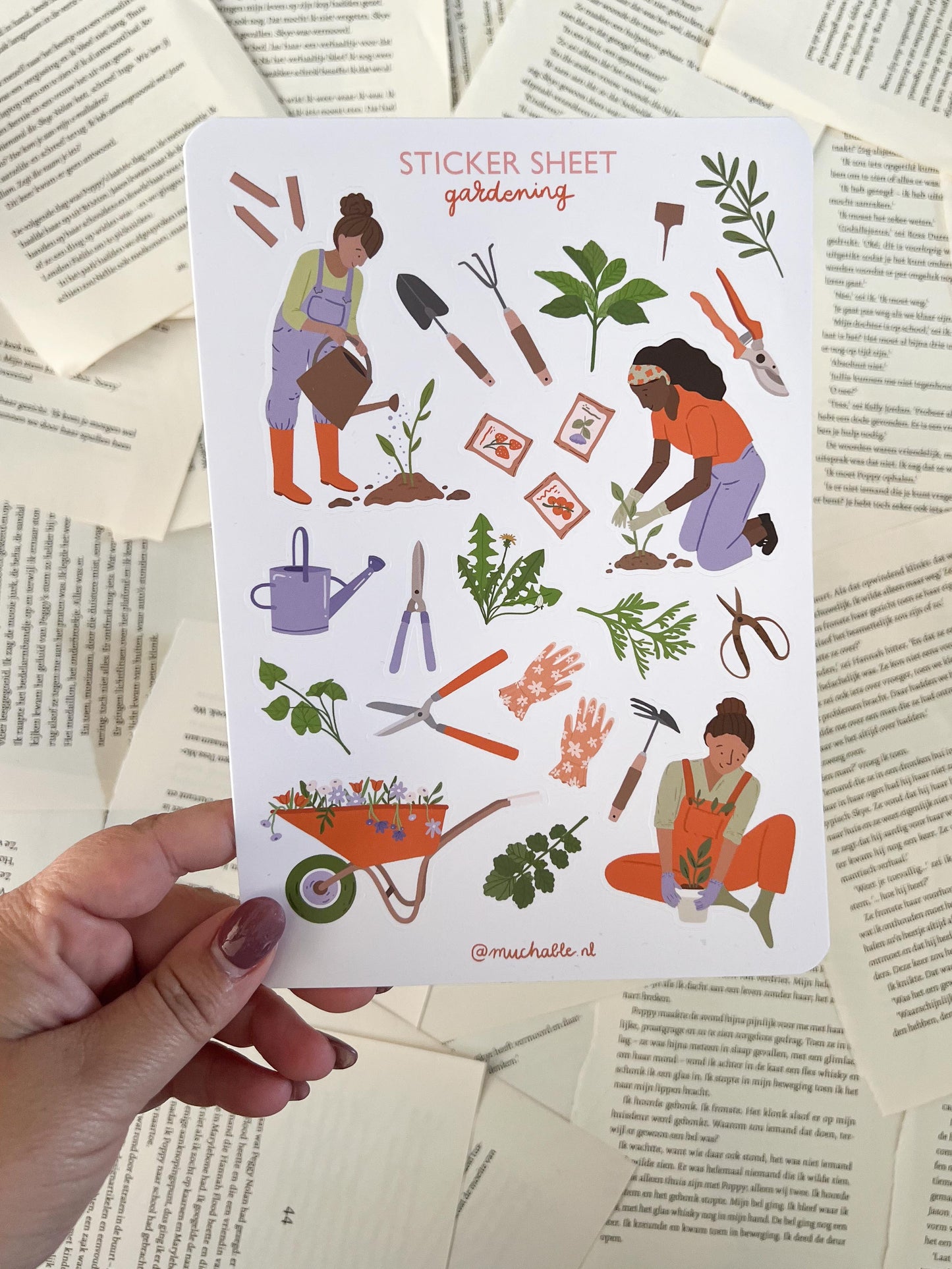 stickervel met tuinieren als thema, voor journaling, scrapbooking, penpal en snailmail