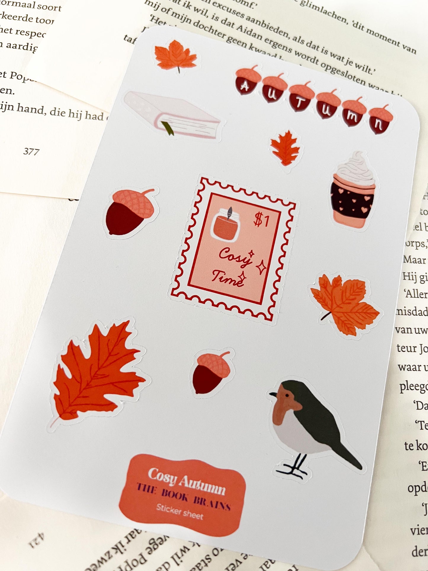 Stickervel in herfst thema, geschikt voor journaling, snailmail, penpal en scrapbooking