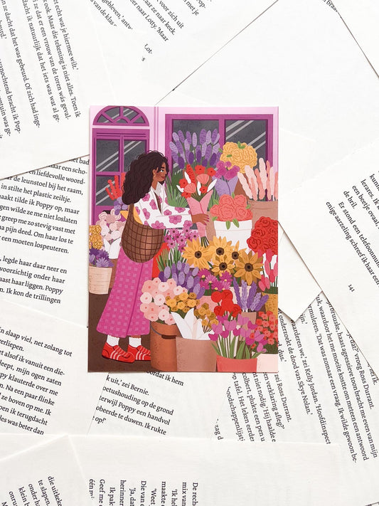 Ansichtkaart - Bloemenkraam