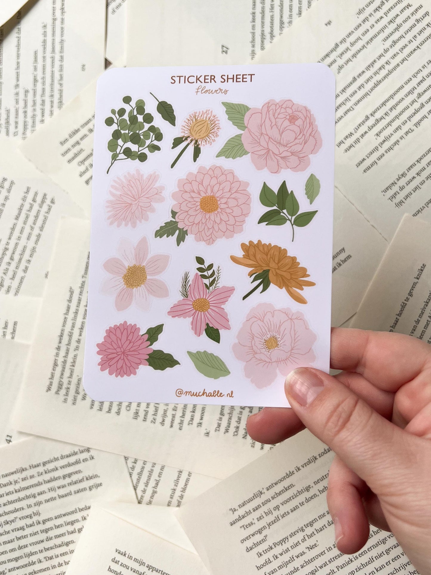 Stickervel - Roze Bloemen