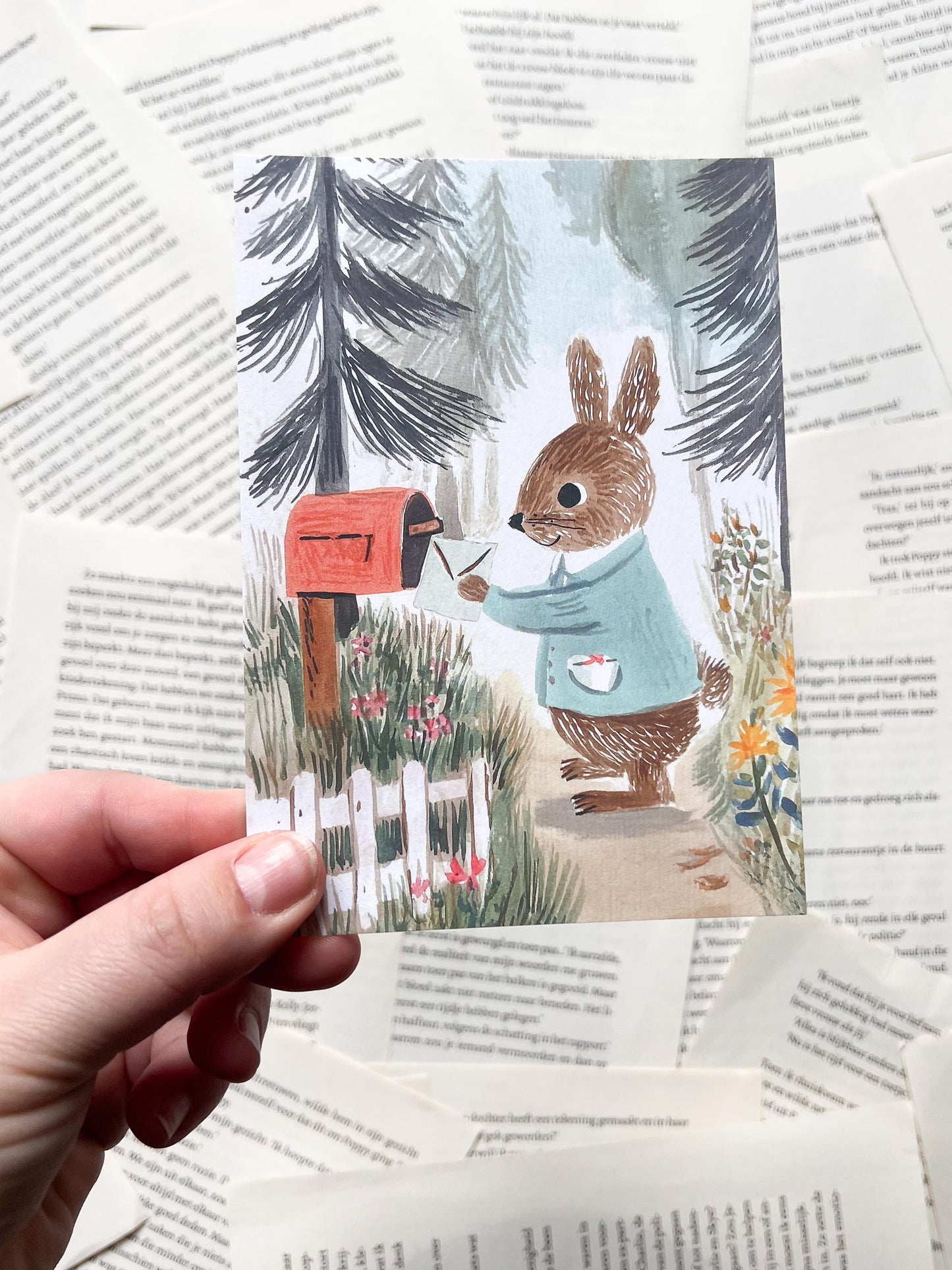 Ansichtkaart - Konijnenbrievenbus