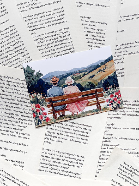 Ansichtkaart - Lente Bankje