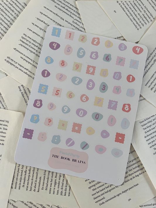 Cijfer Stickervel - Pastel Party