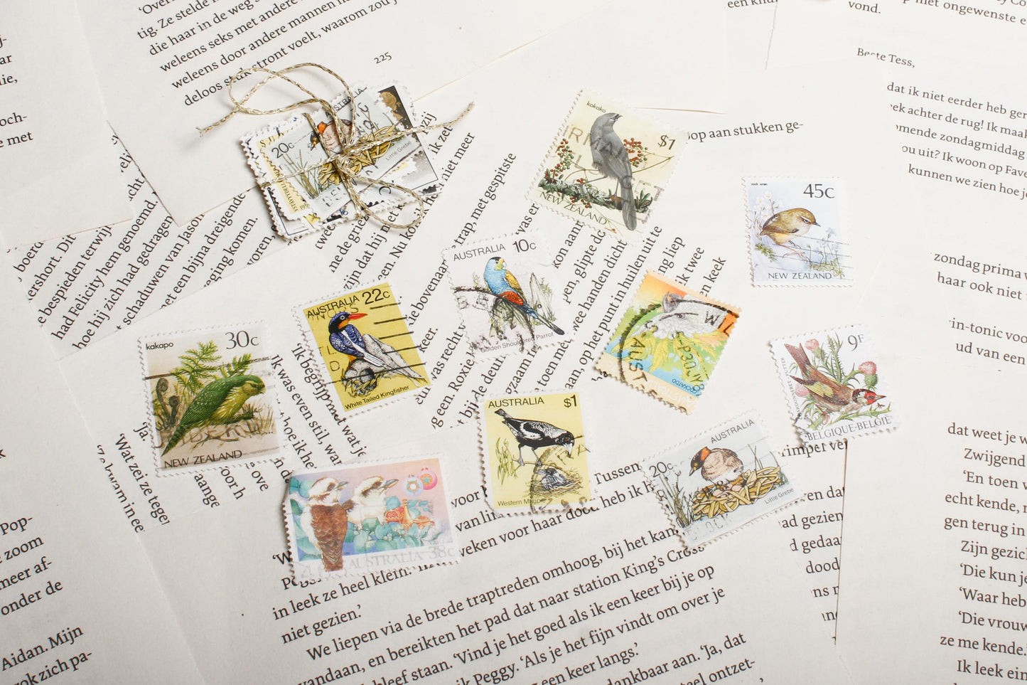 Vintage Vogel Postzegels – Set van 10