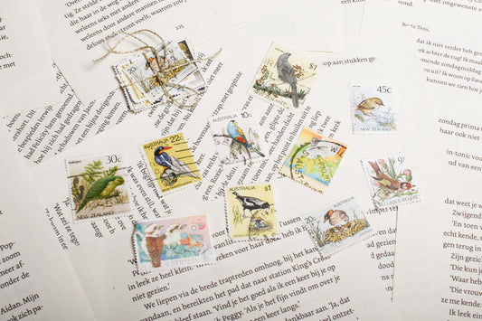 Vintage Vogel Postzegels – Set van 10