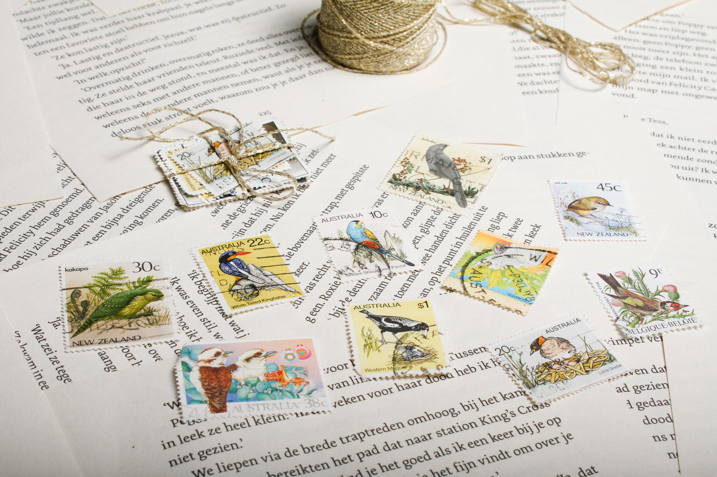 Vintage Vogel Postzegels – Set van 10