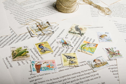 Vintage Vogel Postzegels – Set van 10