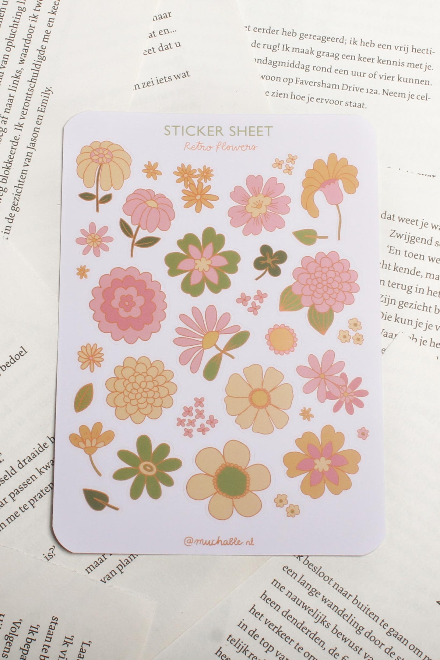 Stickervel - Retro Bloemen