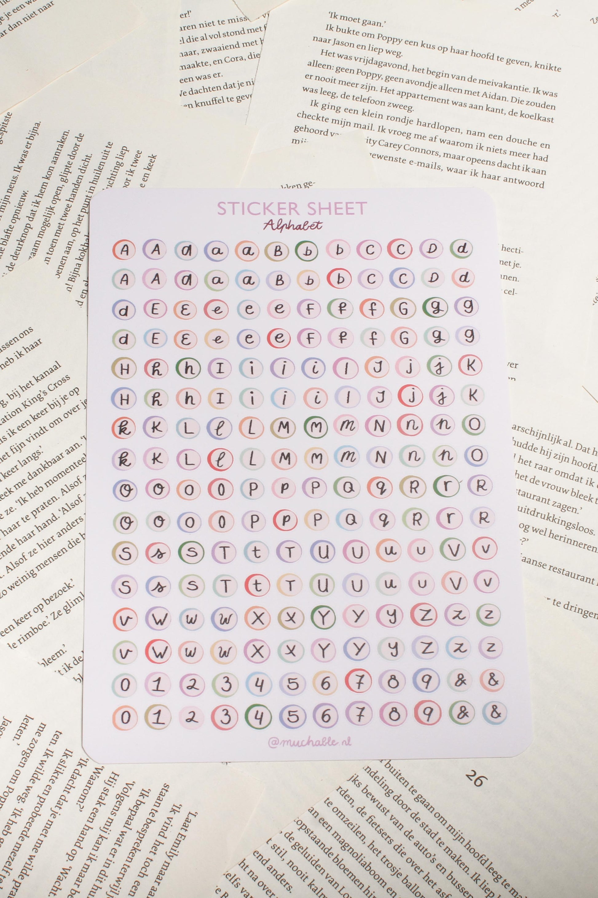 Stickervel Alfabet - letter stickers voor bullet journal