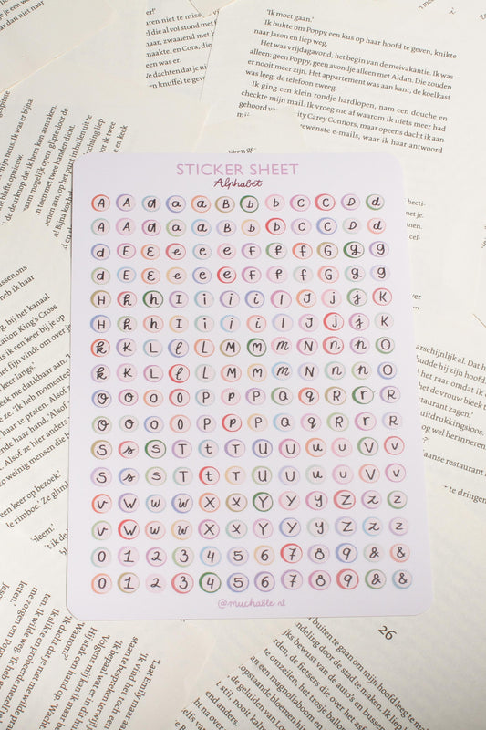 Stickervel Alfabet - letter stickers voor bullet journal