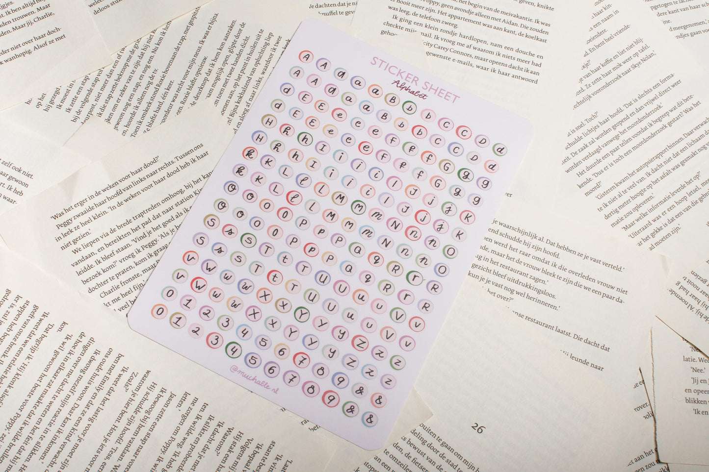 Stickervel Alfabet - letter stickers voor bullet journal