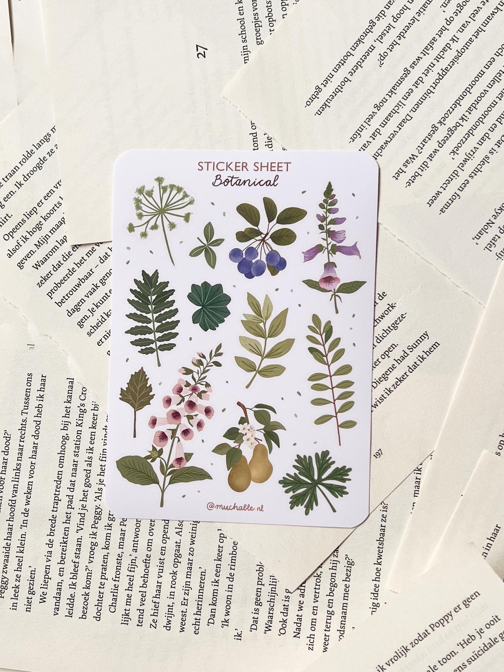 Stickervel wilde bloemen - botanische stickers