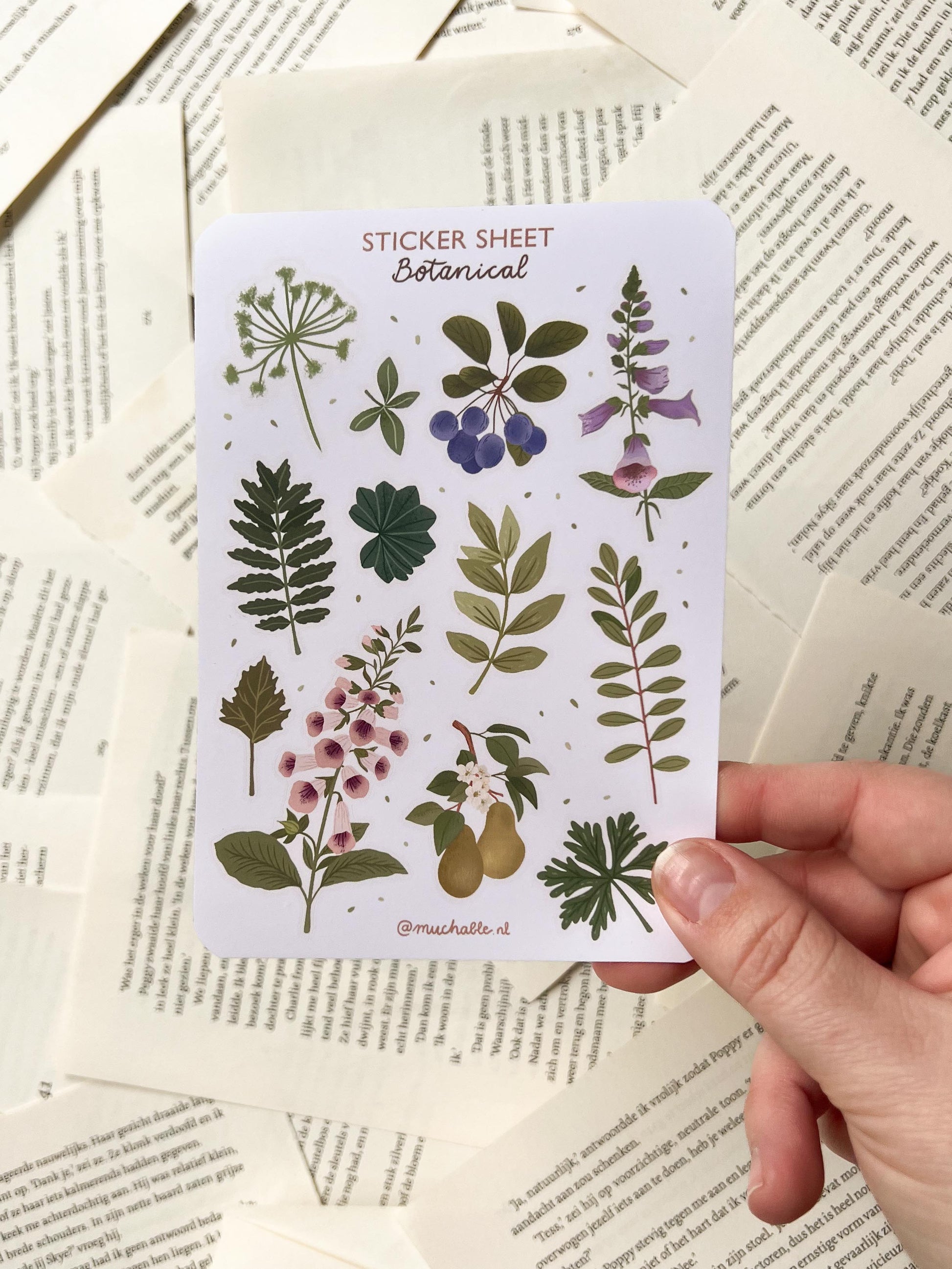 Stickervel wilde bloemen - botanische stickers