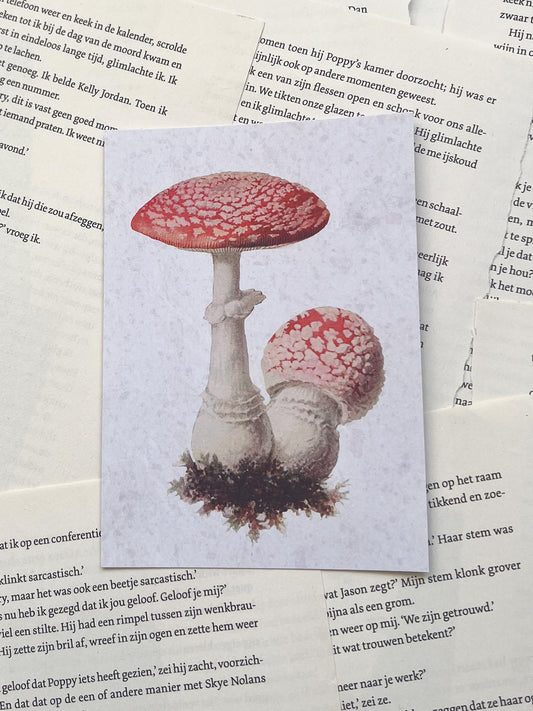ansichtkaart met paddenstoelen design