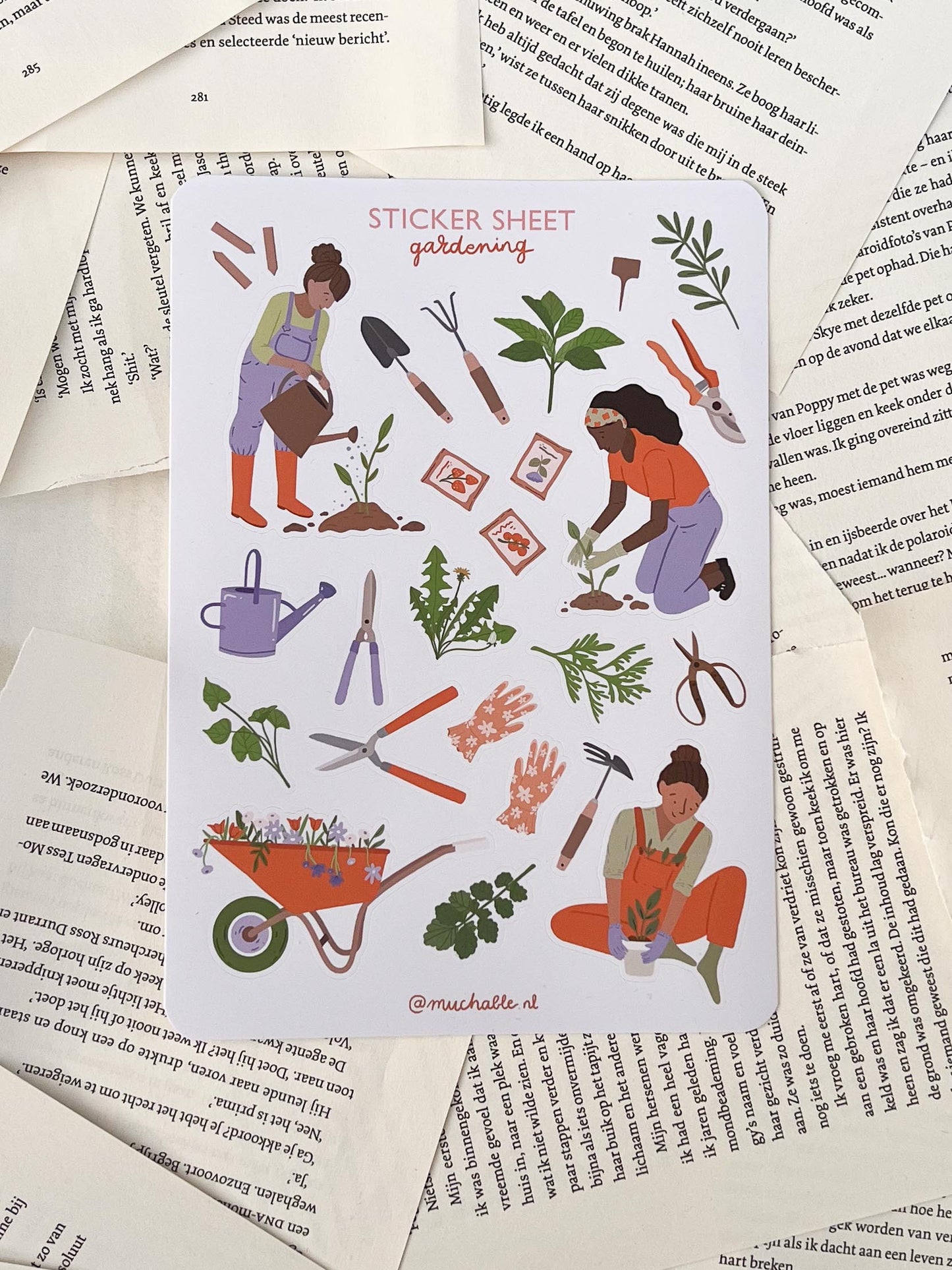 stickervel met tuinieren als thema, voor journaling, scrapbooking, penpal en snailmail