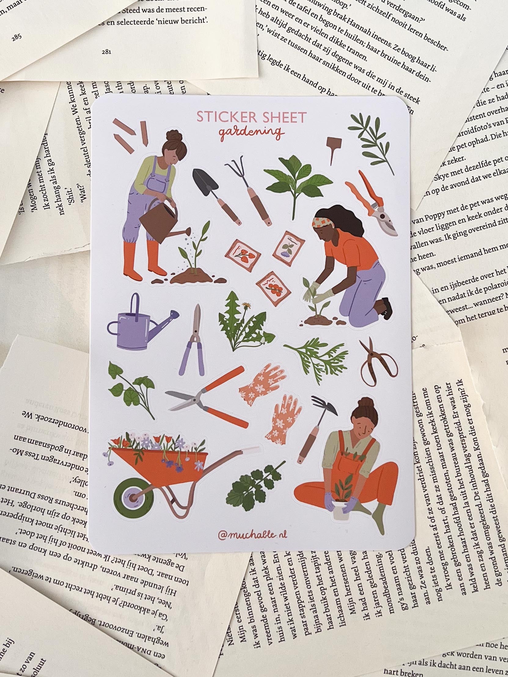 stickervel met tuinieren als thema, voor journaling, scrapbooking, penpal en snailmail