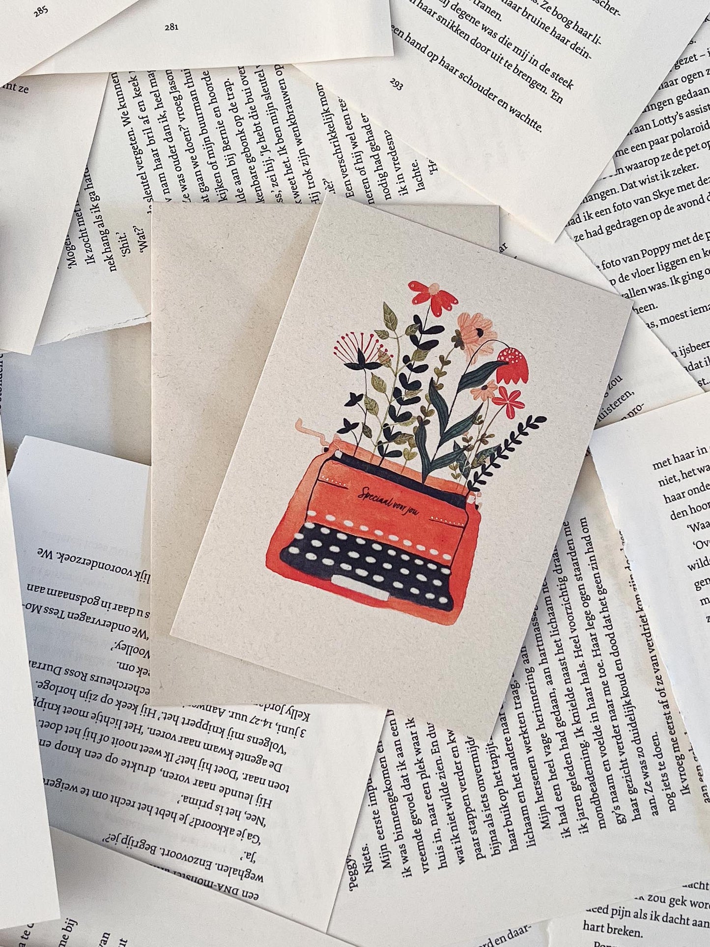 Wenskaart met envelop gedrukt op gerecycled papier