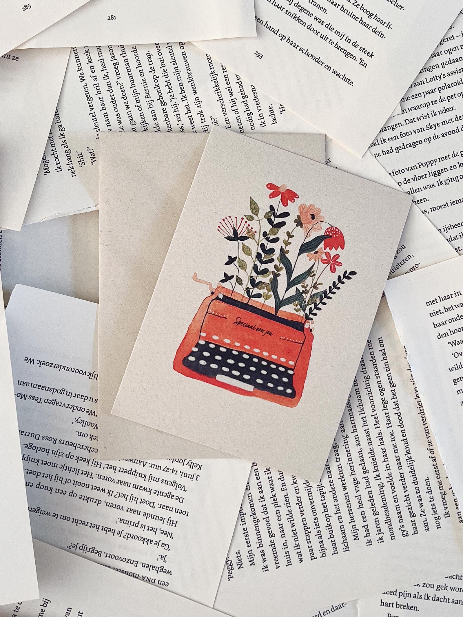 Wenskaart met envelop gedrukt op gerecycled papier