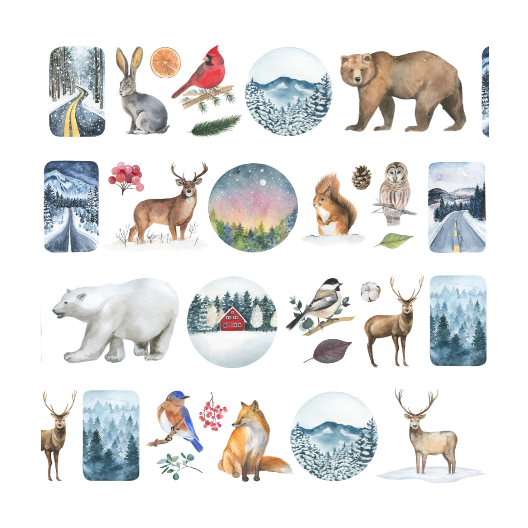 pet-tape pre-cut met winterse illustraties