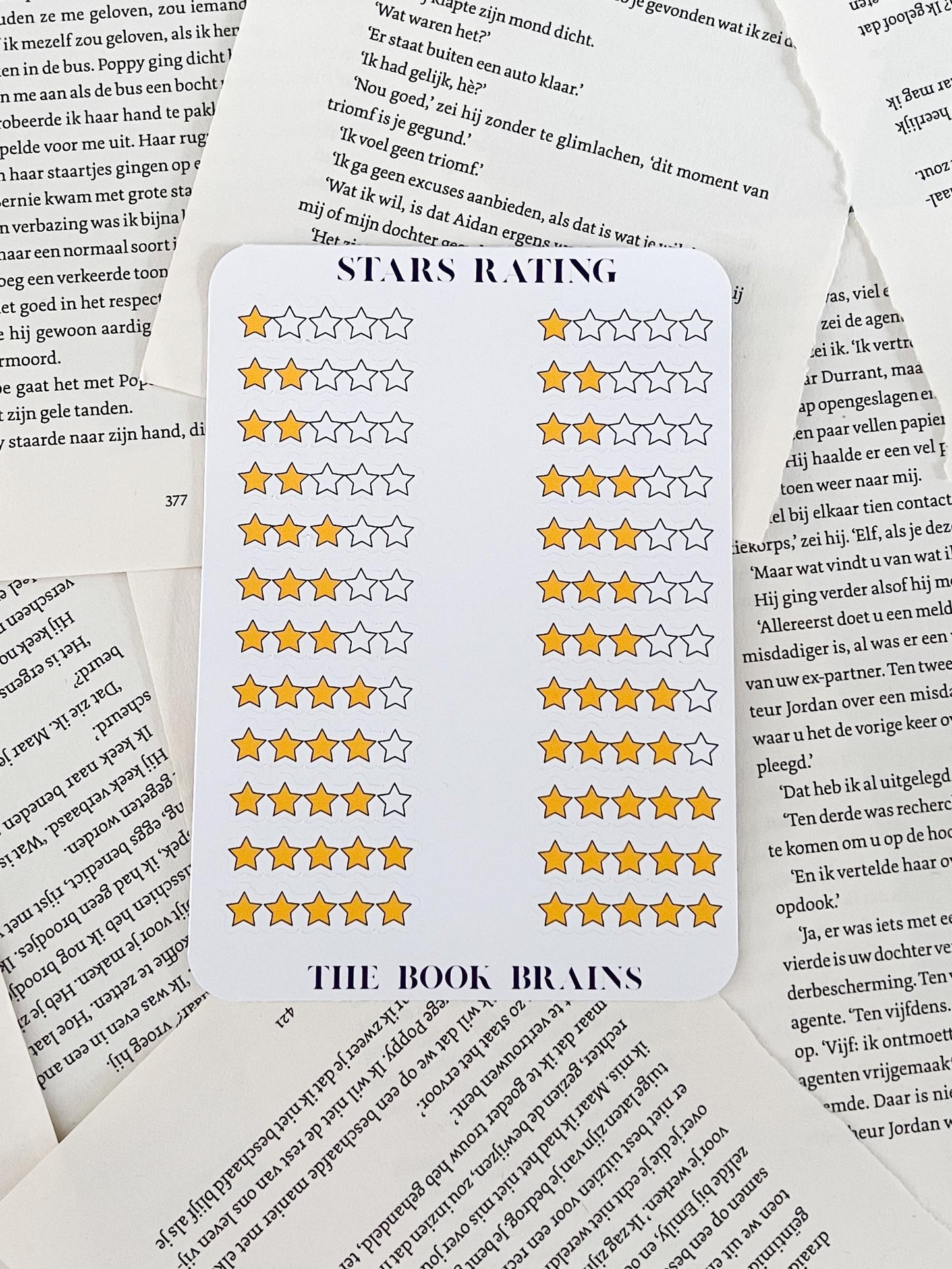 stickervel voor het beoordelen van boeken, sterrenbeoordeling en voor bookjournaling, readingjournal, journal en scrapbooking