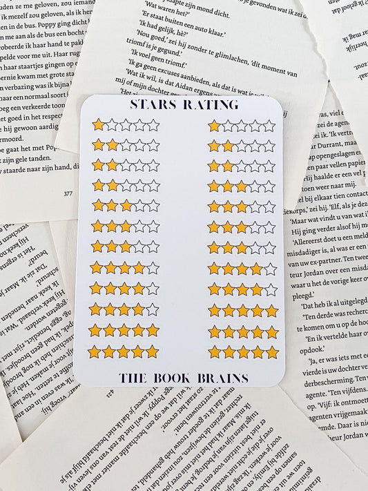 stickervel voor het beoordelen van boeken, sterrenbeoordeling en voor bookjournaling, readingjournal, journal en scrapbooking