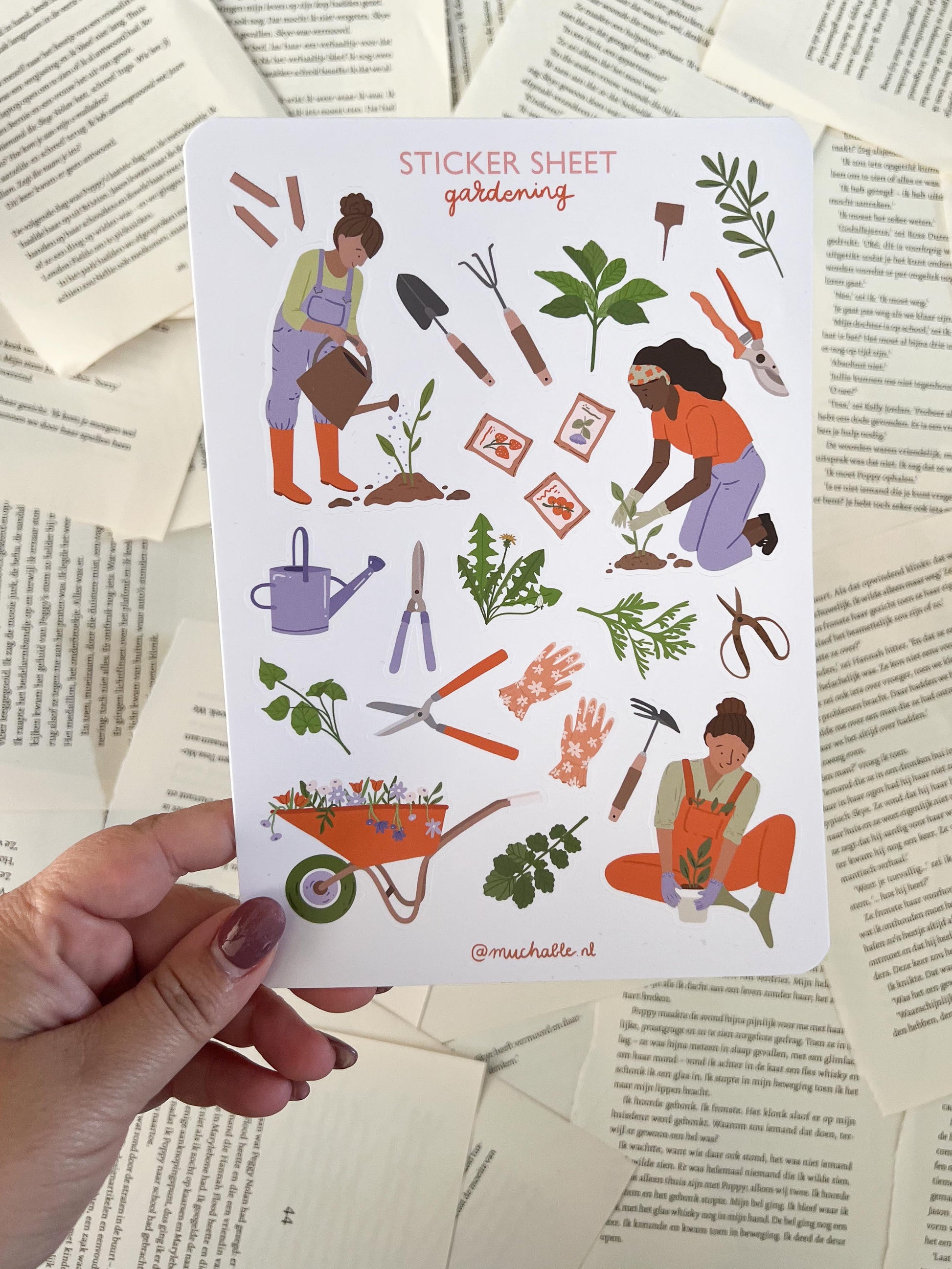 stickervel met tuinieren als thema, voor journaling, scrapbooking, penpal en snailmail