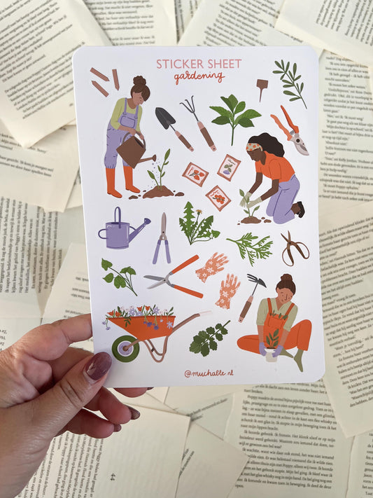 stickervel met tuinieren als thema, voor journaling, scrapbooking, penpal en snailmail