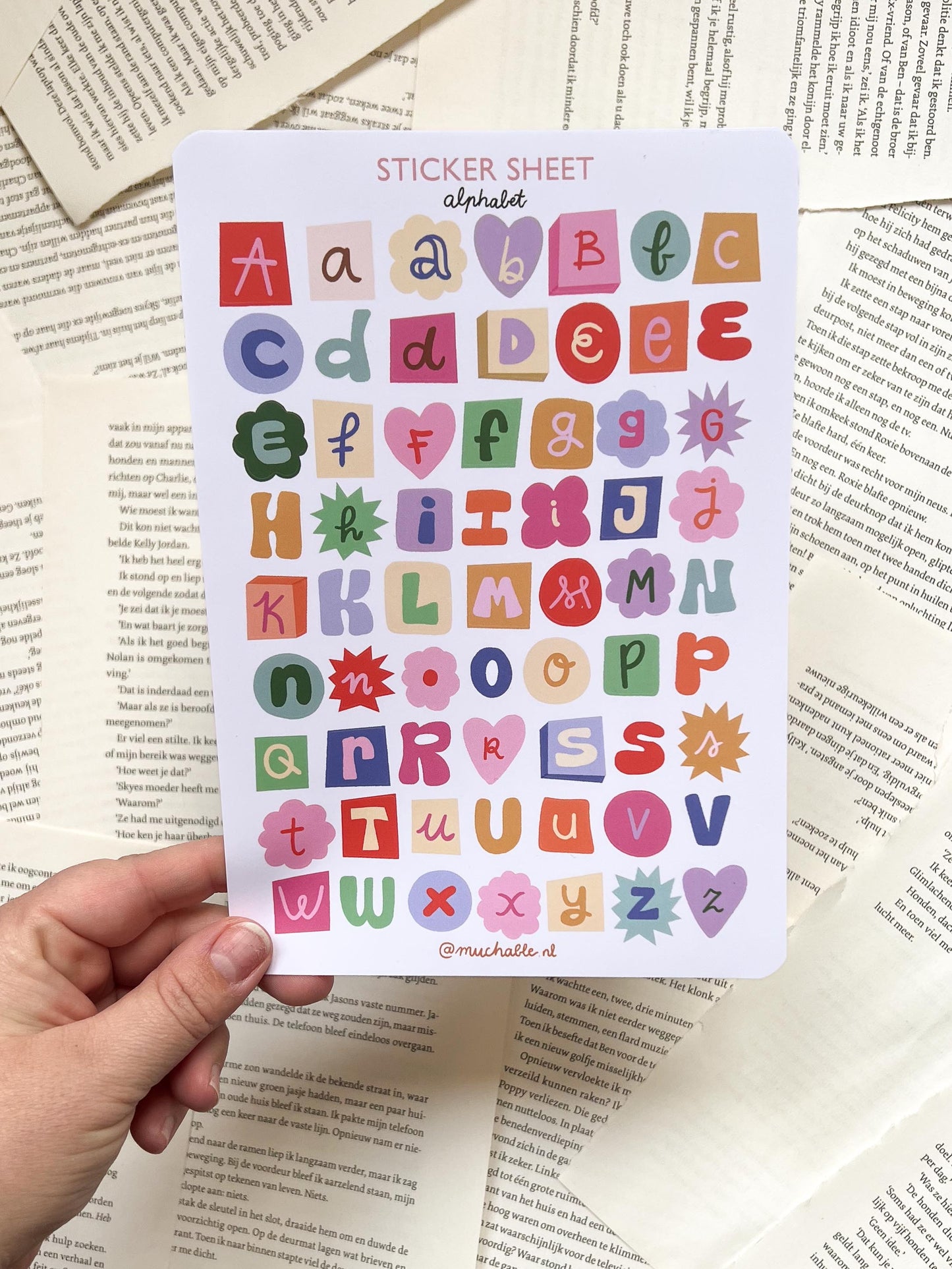 Stickervel Alfabet - letter stickers voor bullet journal