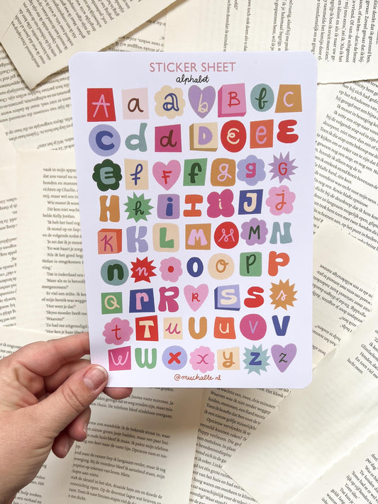 Stickervel Alfabet - letter stickers voor bullet journal