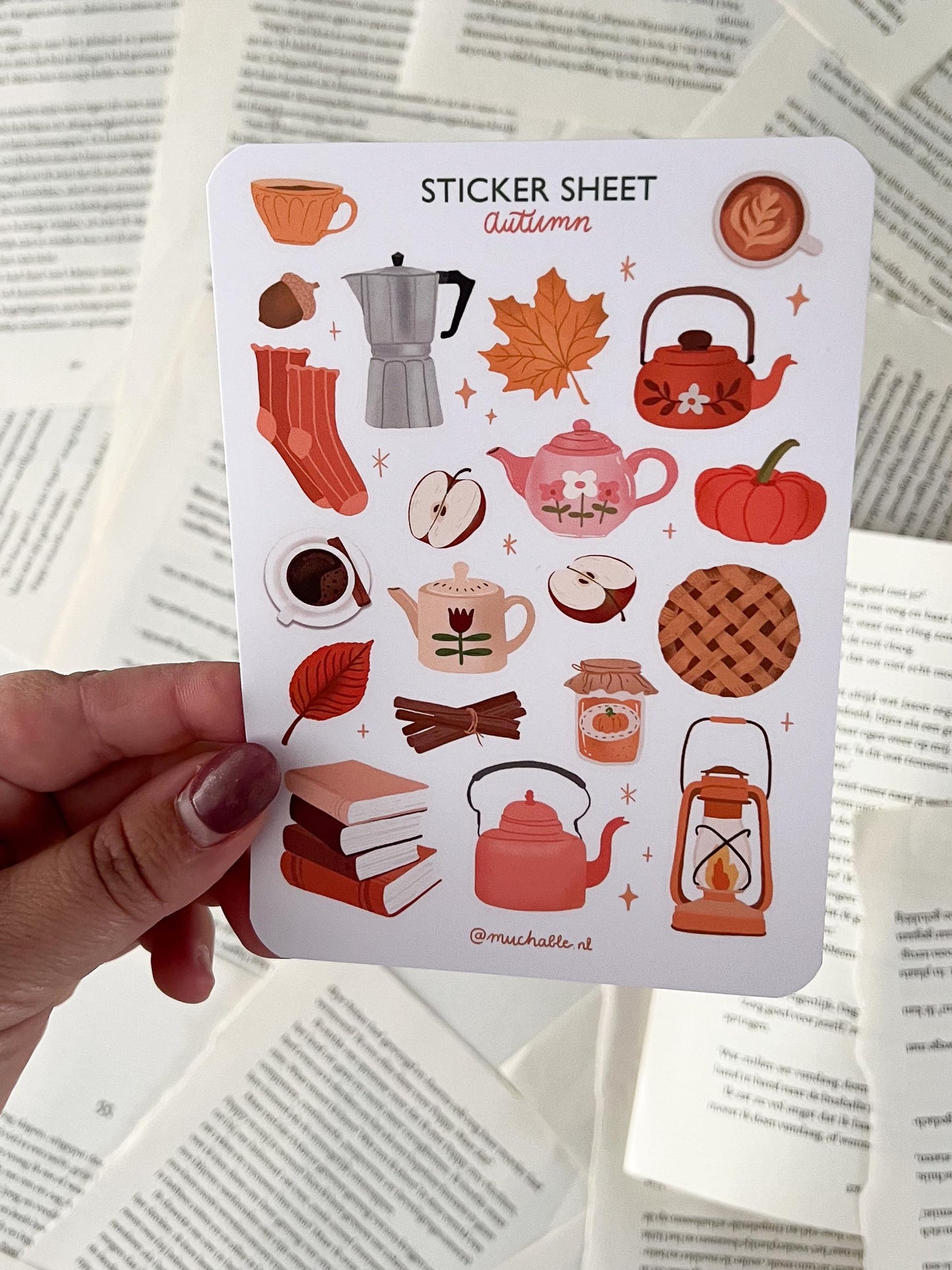 stickervel met verschillende herfst items 