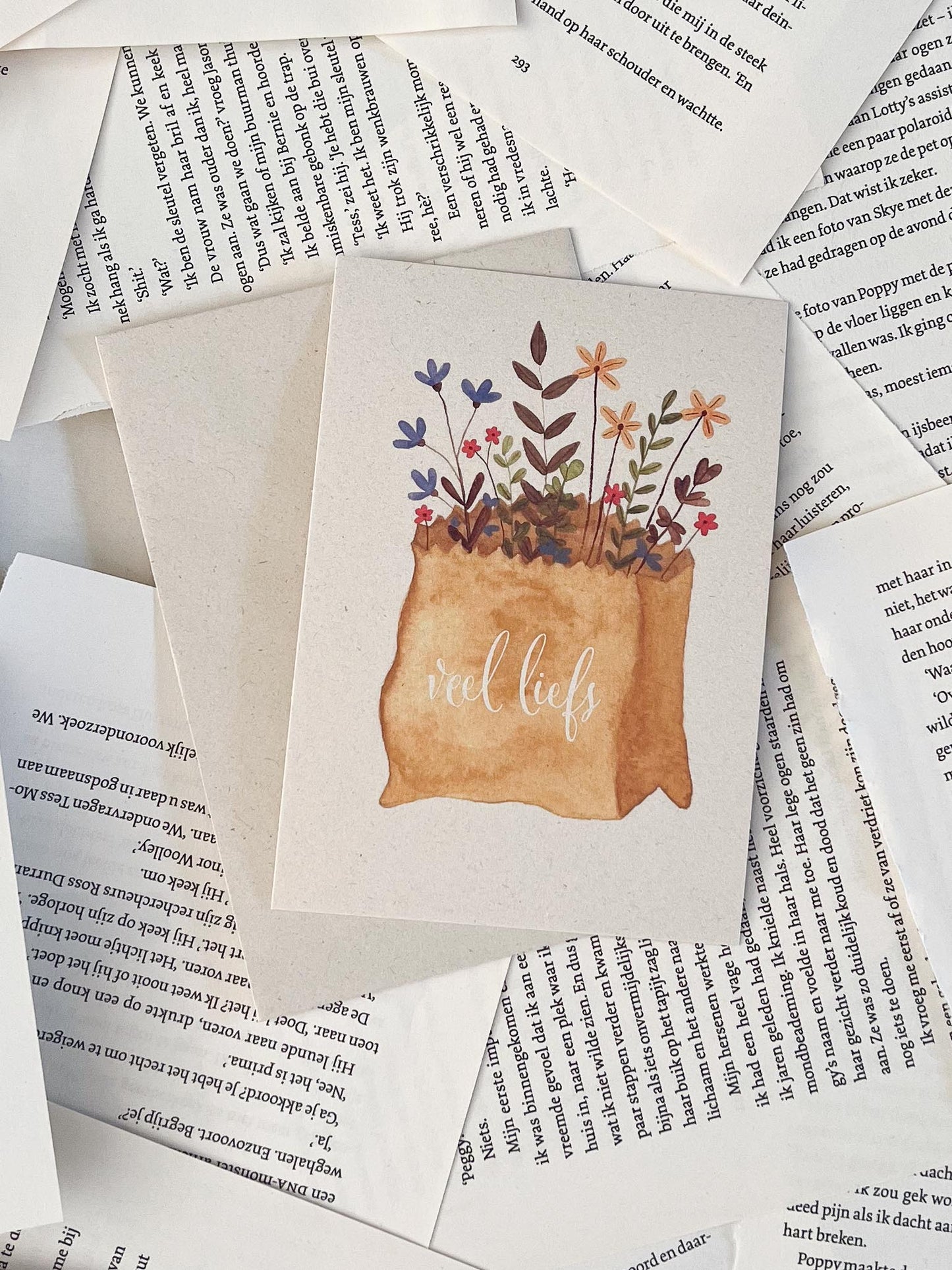 Wenskaart met envelop gedrukt op gerecycled papier