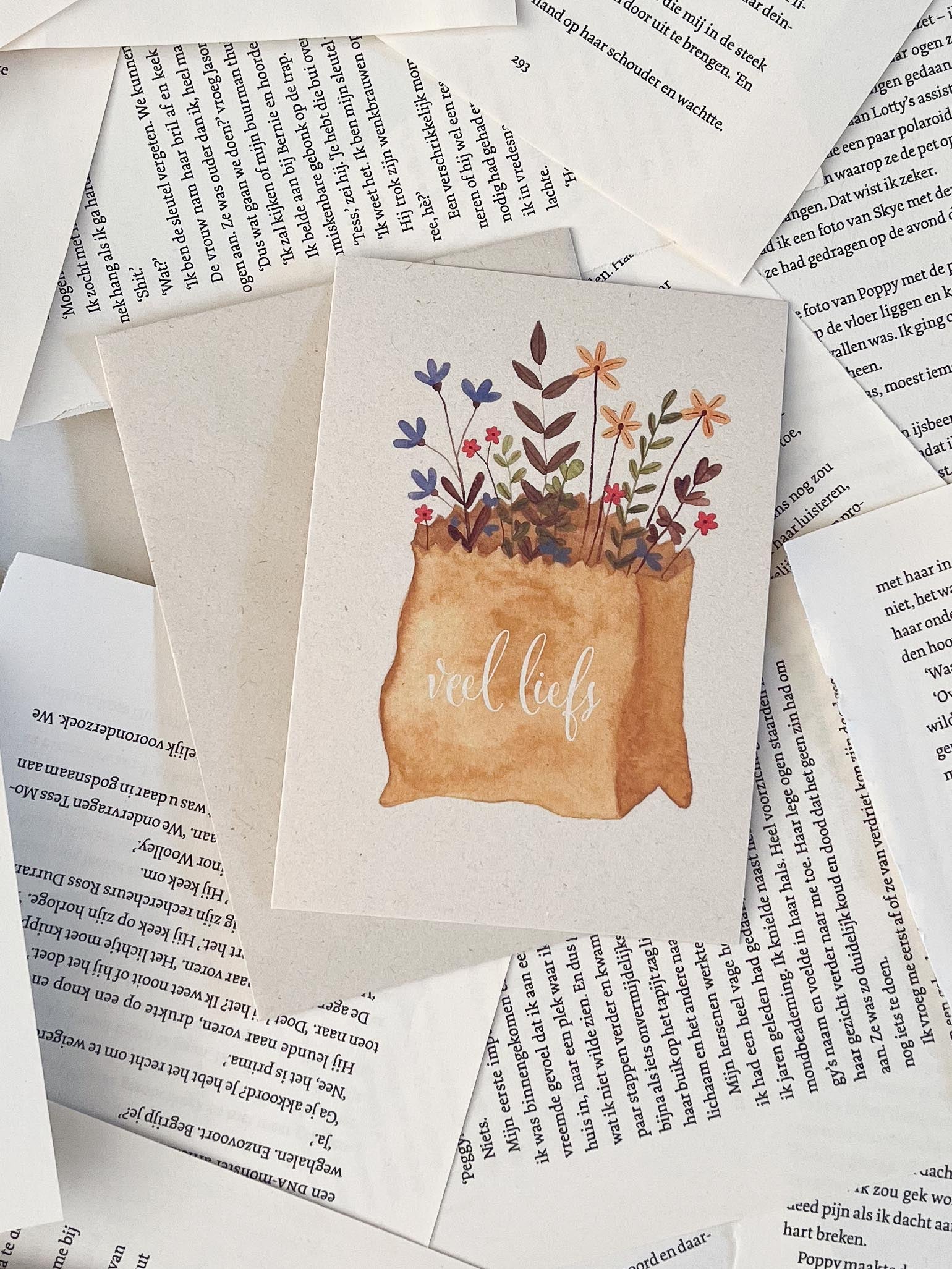 Wenskaart met envelop gedrukt op gerecycled papier